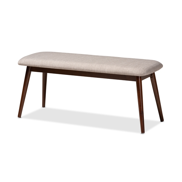 baxton studio Baxton Studio Flora Mid-Century Modern Light Grey Fabric Upholstered Walnut Finished Wood Dining Bench