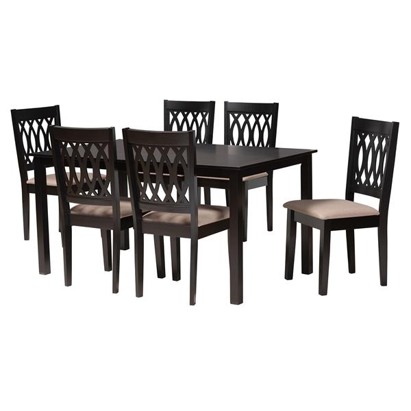 baxton studio Baxton Studio Florencia Modern Beige Fabric and Espresso Brown Finished Wood 7-Piece Dining Set