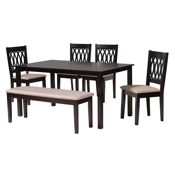 baxton studio Baxton Studio Florencia Modern Beige Fabric and Espresso Brown Finished Wood 6-Piece Dining Set