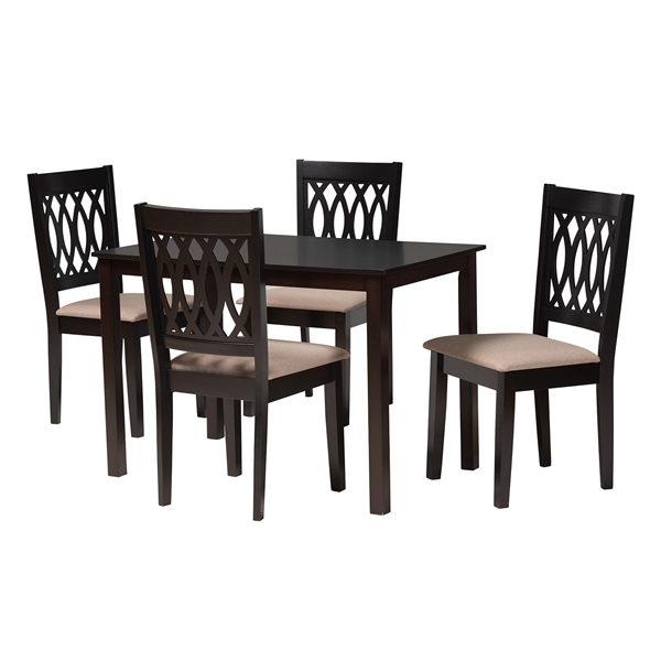 baxton studio Baxton Studio Florencia Modern Beige Fabric and Espresso Brown Finished Wood 5-Piece Dining Set