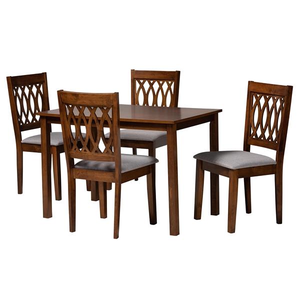baxton studio Baxton Studio Florencia Modern Grey Fabric and Walnut Brown Finished Wood 5-Piece Dining Set