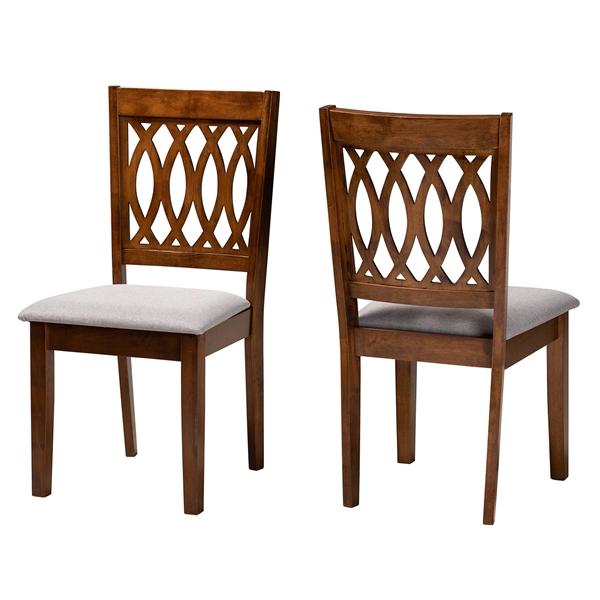 baxton studio Baxton Studio Florencia Modern Grey Fabric and Walnut Brown Finished Wood 2-Piece Dining Chair Set