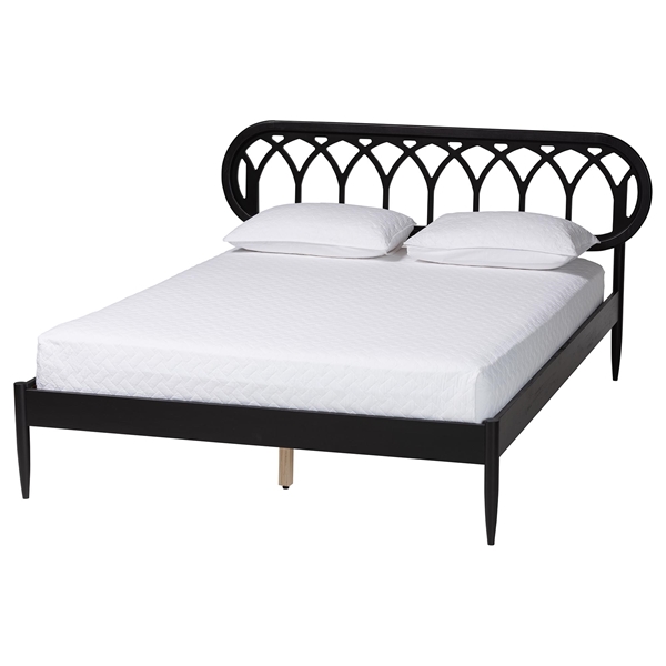 baxton studio Baxton Studio Florica Art Deco Black Wood Queen Platform Bed