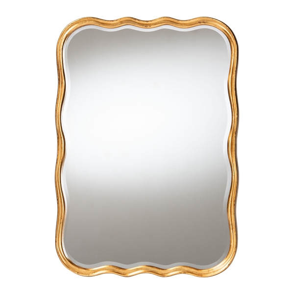 baxton studio Baxton Studio Fredrika Antique Goldleaf Scalloped Wood Accent Wall Mirror