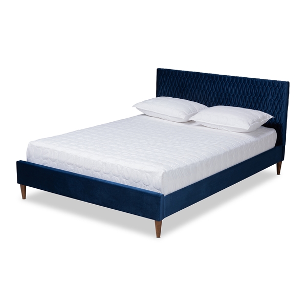baxton studio Baxton Studio Frida Glam and Luxe Royal Blue Velvet Fabric Upholstered Full Size Bed