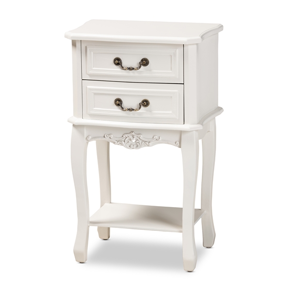 baxton studio Baxton Studio Gabrielle Traditional French Country Provincial White-Finished 2-Drawer Wood End Table