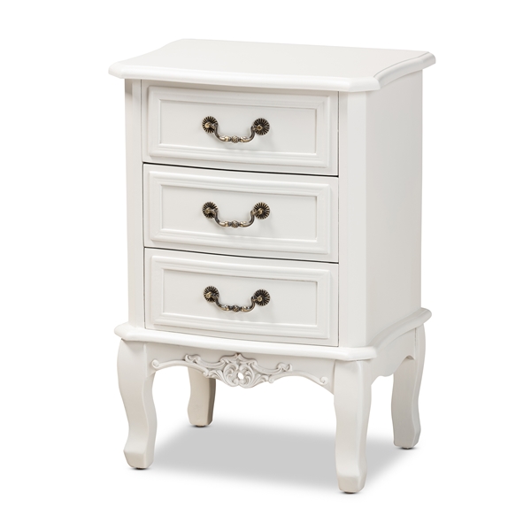 baxton studio Baxton Studio Gabrielle Traditional French Country Provincial White-Finished 3-Drawer Wood End Table