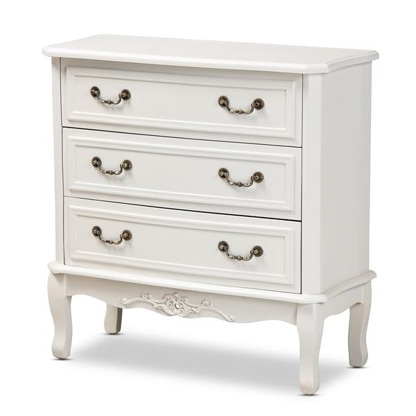 baxton studio Baxton Studio Gabrielle Traditional French Country Provincial White-Finished 3-Drawer Wood Storage Cabinet