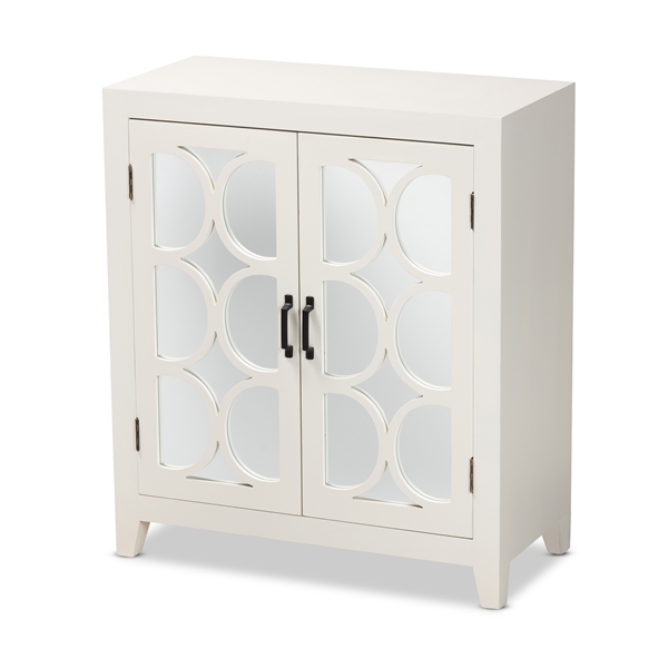 baxton studio Baxton Studio Garcelle Modern and Contemporary White Finished Wood and Mirrored Glass 2-Door Sideboard