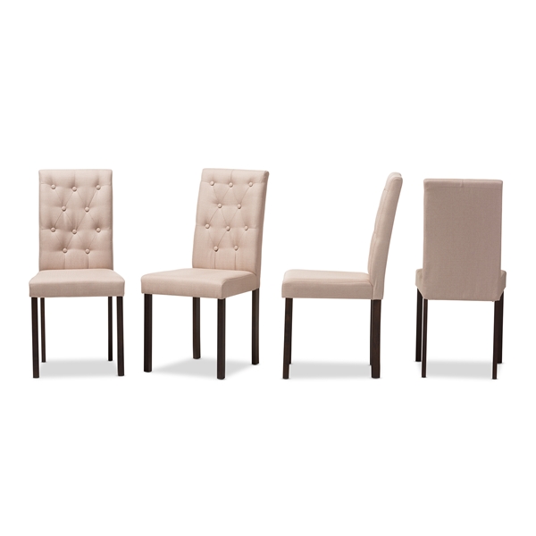baxton studio Baxton Studio Gardner Modern and Contemporary Dark Brown Finished Beige Fabric Upholstered Dining Chair (Set of 4)