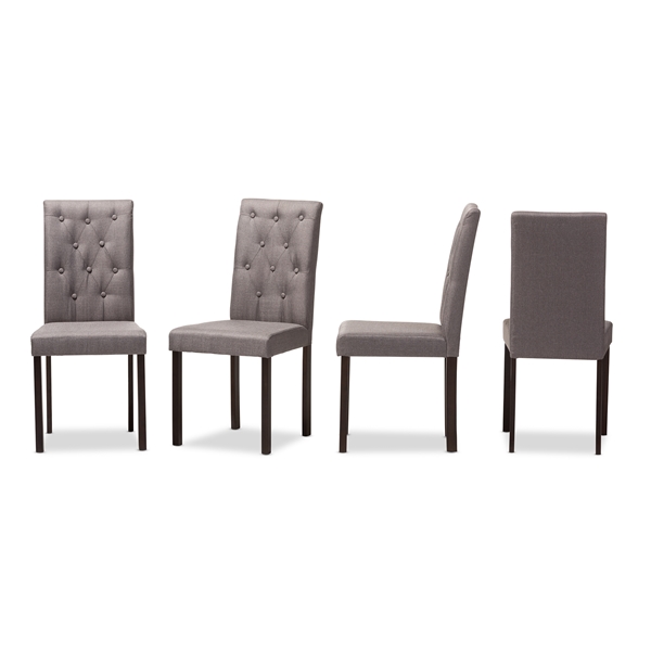 baxton studio Baxton Studio Gardner Modern and Contemporary Dark Brown Finished Grey Fabric Upholstered Dining Chair (Set of 4)