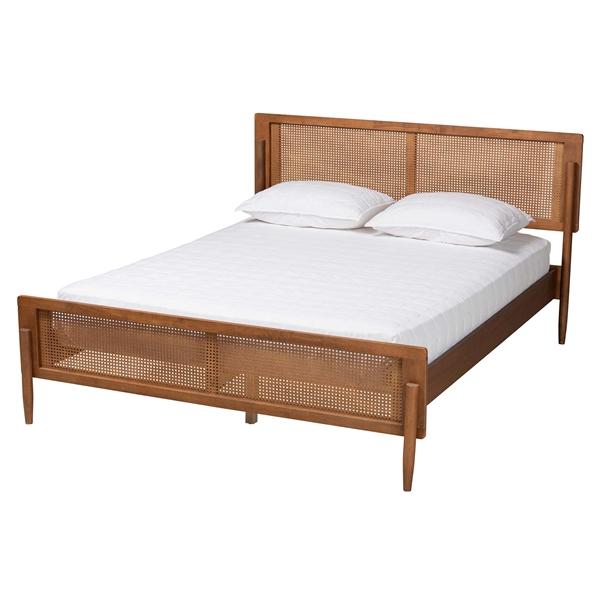 baxton studio Baxton Studio Gardwin Mid-Century Modern Ash Walnut Finished Wood Queen Size Platform Bed