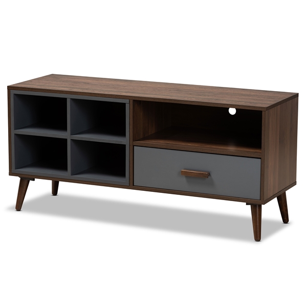 baxton studio Baxton Studio Garrick Modern and Contemporary Two-Tone Grey and Walnut Brown Finished Wood 1-Drawer TV Stand