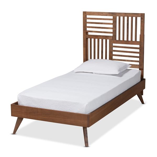 baxton studio Baxton Studio Gemma Mid-Century Modern Transitional Walnut Brown Finished Wood Twin Size Platform Bed