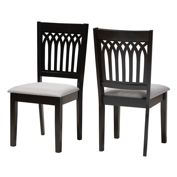 baxton studio Baxton Studio Genesis Modern Grey Fabric and Dark Brown Finished Wood 2-Piece Dining Chair Set