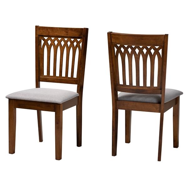 baxton studio Baxton Studio Genesis Modern Grey Fabric and Walnut Brown Finished Wood 2-Piece Dining Chair Set