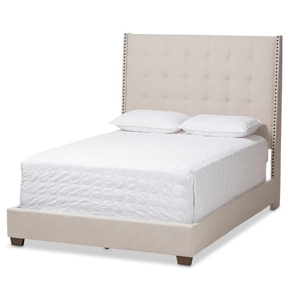 baxton studio Baxton Studio Georgette Modern and Contemporary Light Beige Fabric Upholstered King Size Bed