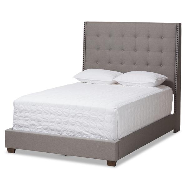 baxton studio Baxton Studio Georgette Modern and Contemporary Light Grey Fabric Upholstered Queen Size Bed