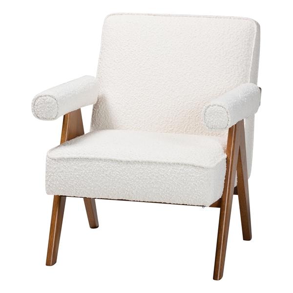 baxton studio Baxton Studio Georgina Japandi Cream Boucle and Walnut Brown Wood Accent Chair