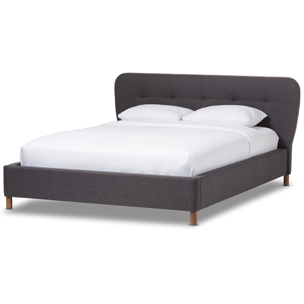 baxton studio Baxton Studio Germaine Mid-Century Modern Dark Grey Fabric King Size Grid-Tufting Platform Bed