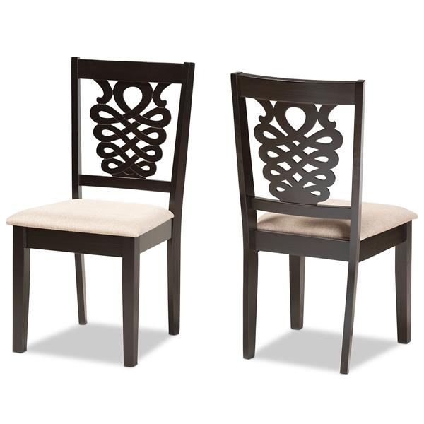 baxton studio Baxton Studio Gervais Modern and Contemporary Sand Fabric Upholstered and Dark Brown Finished Wood 2-Piece Dining Chair Set