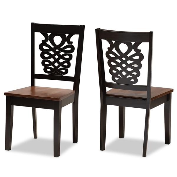 baxton studio Baxton Studio Gervais Modern and Contemporary Transitional Two-Tone Dark Brown and Walnut Brown Finished Wood 2-Piece Dining Chair Set
