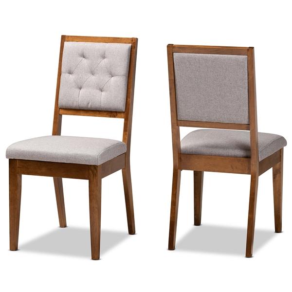 baxton studio Baxton Studio Gideon Modern and Contemporary Grey Fabric Upholstered and Walnut Brown Finished Wood 2-Piece Dining Chair Set