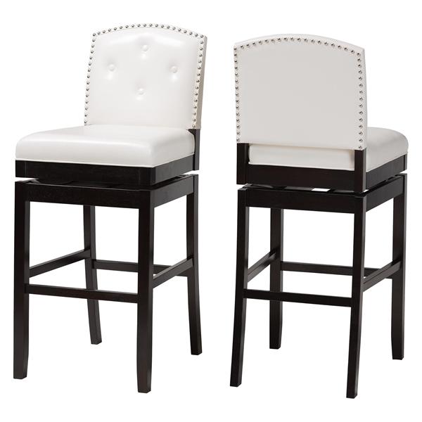 baxton studio Baxton Studio Ginaro Modern and Contemporary White Faux Leather Button-tufted Upholstered Swivel Bar Stool