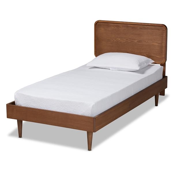 baxton studio Baxton Studio Gisa Mid-Century Modern Transitional Walnut Brown Finished Wood Twin Size Platform Bed