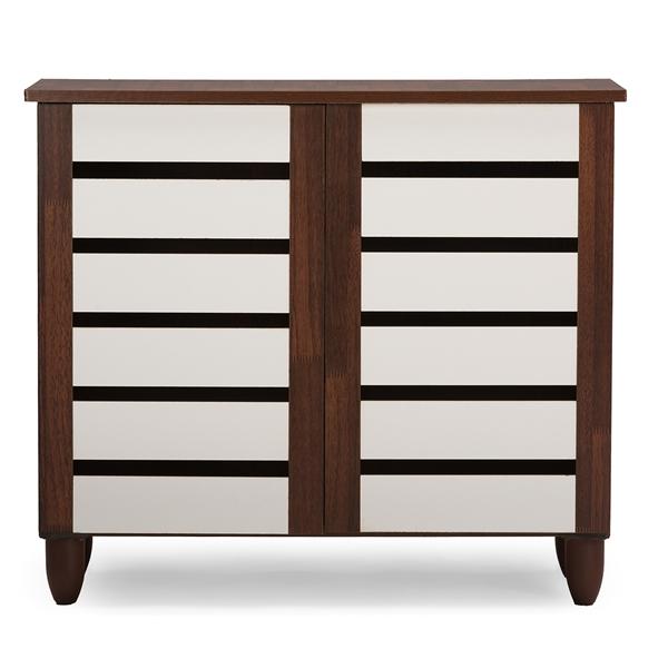 baxton studio Baxton Studio Gisela Oak and White 2-tone Shoe Cabinet With 2 Doors