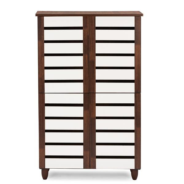 baxton studio Baxton Studio Gisela Oak and White 2-tone Shoe Cabinet With 4 Door