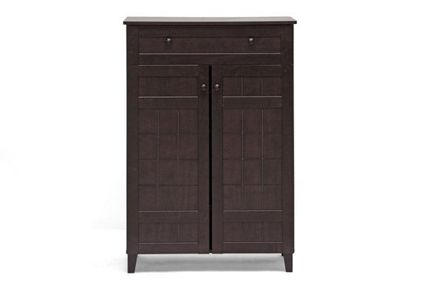 baxton studio Baxton Studio Glidden Dark Brown Wood Modern Shoe Cabinet (Tall)
