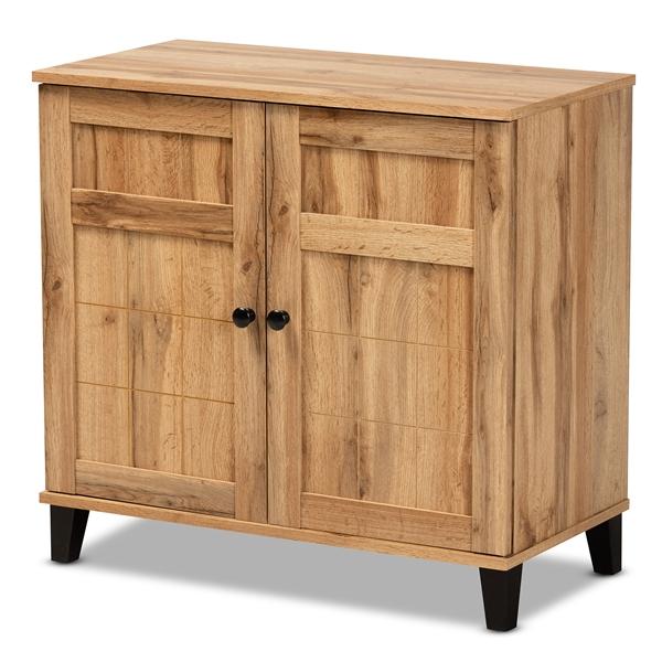 baxton studio Baxton Studio Glidden Modern and Contemporary Oak Brown Finished Wood 2-Door Shoe Storage Cabinet