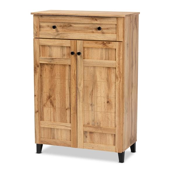 baxton studio Baxton Studio Glidden Modern and Contemporary Oak Brown Finished Wood 1-Drawer Shoe Storage Cabinet