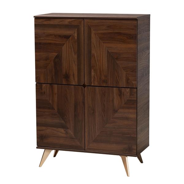 baxton studio Baxton Studio Graceland Mid-Century Modern Transitional Walnut Brown Finished Wood Shoe Cabinet