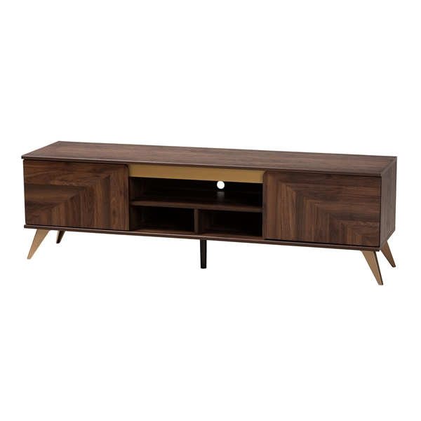 baxton studio Baxton Studio Graceland Mid-Century Modern Transitional Walnut Brown Finished Wood 2-Door TV Stand