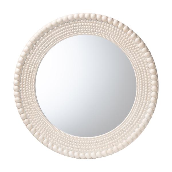 baxton studio Baxton Studio Grazia Modern Round Beaded-framed Accent Mirror in Pearl White