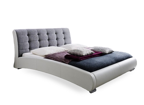 baxton studio Baxton Studio Guerin Contemporary White Faux Leather Grey Fabric Two Tone Upholstered Grid Tufted Queen-Size Platform BedOne (1) Queen Size Bed