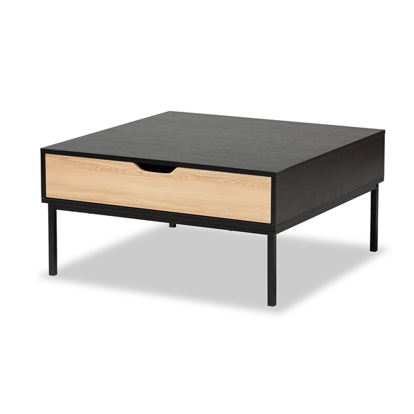 baxton studio Baxton Studio Haben Modern and Contemporary Two-Tone Oak Brown and Black Finished Wood Coffee Table
