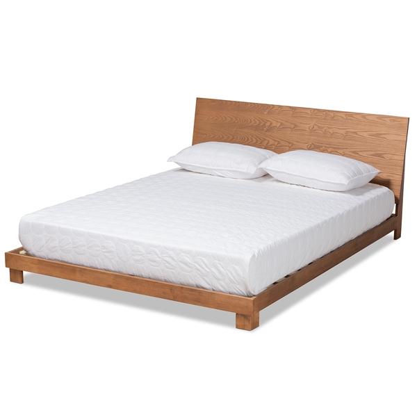 baxton studio Baxton Studio Haines Modern and Contemporary Walnut Brown Finished Wood Queen Size Platform Bed