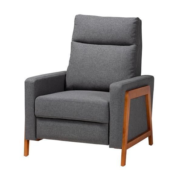 baxton studio Baxton Studio Halstein Mid-Century Modern Grey Fabric and Walnut Brown Finished Wood Lounge Chair
