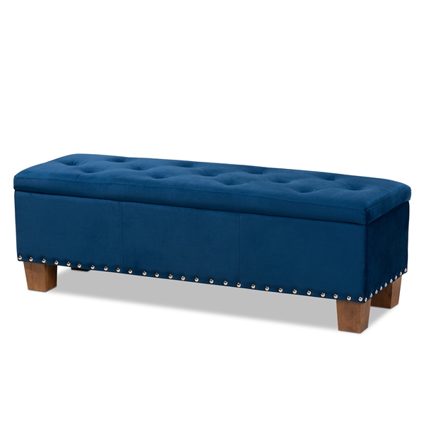 baxton studio Baxton Studio Hannah Modern and Contemporary Navy Blue Velvet Fabric Upholstered Button-Tufted Storage Ottoman Bench