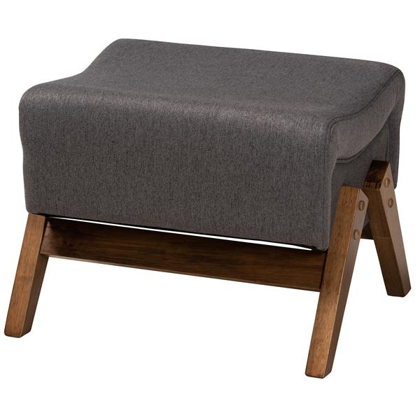 baxton studio Baxton Studio Hanson Mid-Century Modern Dark Grey Fabric and Walnut Brown Finished Wood Ottoman