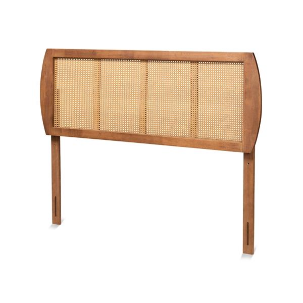 baxton studio Baxton Studio Harris Mid-Century Modern Ash Walnut Finished Wood and Synthetic Rattan King Size Headboard