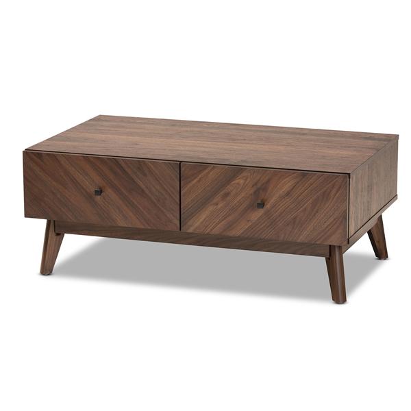 baxton studio Baxton Studio Hartman Mid-Century Modern Walnut Brown Finished Wood Coffee Table