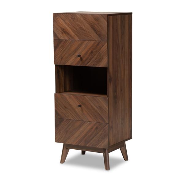 baxton studio Baxton Studio Hartman Mid-Century Modern Walnut Brown Finished Wood Storage Cabinet