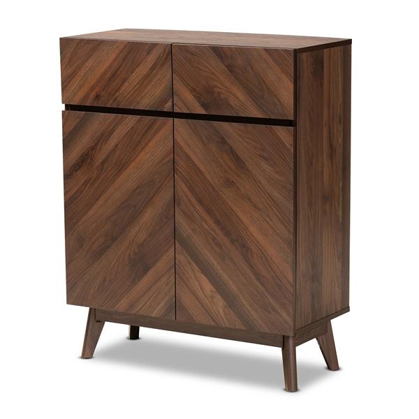 baxton studio Baxton Studio Hartman Mid-Century Modern Walnut Brown Finished Wood Shoe Cabinet