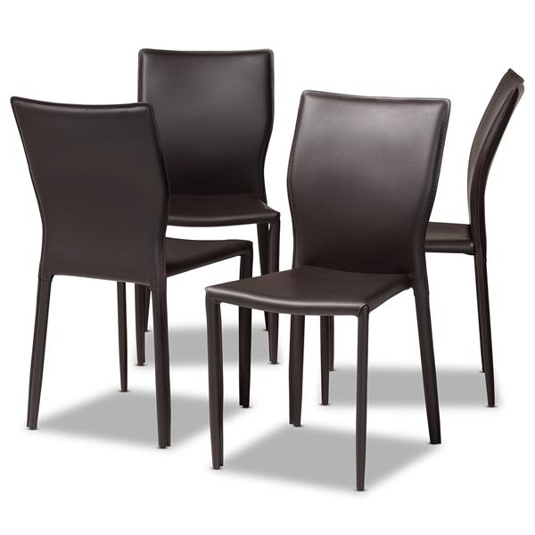 baxton studio Baxton Studio Heidi Modern and Contemporary Dark Brown Faux Leather Upholstered 4-Piece Dining Chair Set