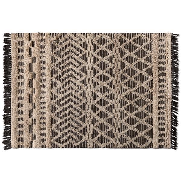 baxton studio Baxton Studio Heino Modern and Contemporary Ivory and Charcoal Handwoven Wool Area Rug
