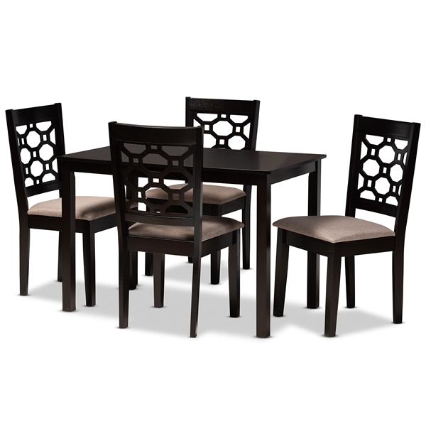 baxton studio Baxton Studio Henry Modern and Contemporary Sand Fabric Upholstered and Dark Brown Finished Wood 5-Piece Dining Set